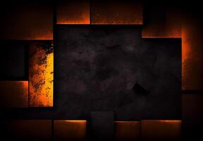 Abstract geometric dark frame grunge texture with halftone pattern on black background - image photo