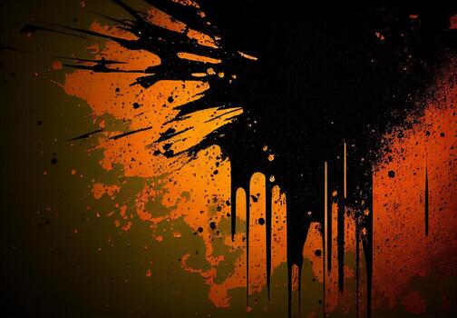 Abstract geometric dark frame grunge texture with halftone pattern on black background - image photo