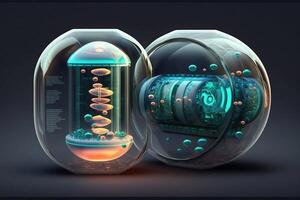 Medical technology diagnostics concept.medical equipment of the future. tissue regeneration capsule. photo