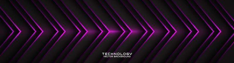 3D black techno abstract background overlap layer on dark space with purple arrow effect decoration. Modern graphic design element cutout style concept for banner, flyer, card, or brochure cover