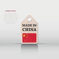 colgar etiqueta hecho en China con bandera. vector ilustración