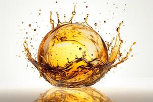 Spherical oil splash. AI Generated photo