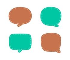 Blank Comic Style Speech Bubbles with Dashed Line. Simple Flat Stitched Design Vector Illustration Set.