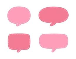 Blank Comic Style Speech Bubbles with Dashed Line. Simple Flat Stitched Design Vector Illustration Set.