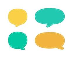 Blank Comic Style Speech Bubbles with Dashed Line. Simple Flat Stitched Design Vector Illustration Set.