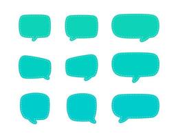 Blank Comic Style Speech Bubbles with Dashed Line. Simple Flat Stitched Design Vector Illustration Set.