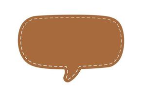 Blank Comic Style Speech Bubbles with Dashed Line. Simple Flat Stitched Leather Design Vector Illustration Set.