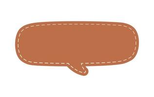 Blank Comic Style Speech Bubbles with Dashed Line. Simple Flat Stitched Leather Design Vector Illustration Set.