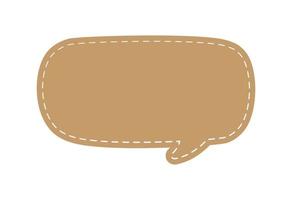 Blank Comic Style Speech Bubbles with Dashed Line. Simple Flat Stitched Leather Design Vector Illustration Set.