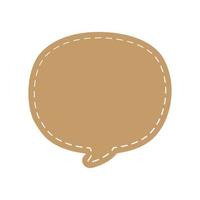 Blank Round Speech Bubble with Dashed Line. Simple Flat Scrapbook Stitched Design Vector Illustration Set.