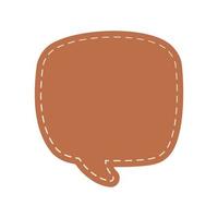 Blank Comic Style Speech Bubbles with Dashed Line. Simple Flat Stitched Leather Design Vector Illustration Set.