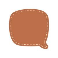 Blank Square Speech Bubble with Dashed Line. Simple Flat Scrapbook Stitched Design Vector Illustration Set.