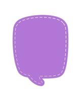 Blank Cute Speech Bubble with Dashed Line. Simple Flat Scrapbook Stitched Design Vector Illustration Set.