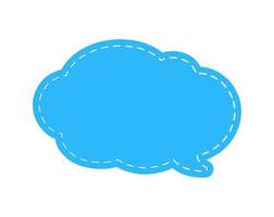 Blank Cute Speech Bubble Cloud with Dashed Line. Simple Flat Scrapbook Stitched Design Vector Illustration Set.