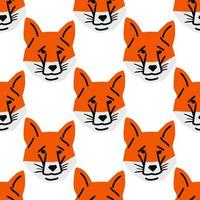 Seamless pattern with Fox head illustration in minimalist cutting style on white background vector