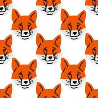 Seamless pattern with Fox head illustration in minimalist cutting style on white background vector