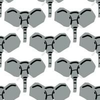 Seamless pattern with Elephant head illustration in minimalist cutting style on white background vector