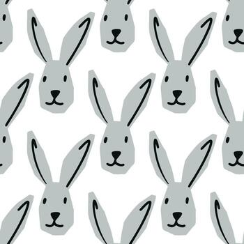 sin costura modelo con liebre cabeza ilustración en minimalista estilo en blanco antecedentes vector