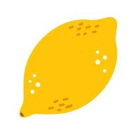 Vector yellow lemon in flat design. Summer exotic or tropical fruit. Citrus.