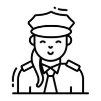 dama policía oficial avatar, vector diseño de profesional trabajador