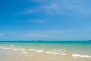 view summer landscape Suan Son Beach has Clean white sand beach Stretching along coast Gulf Thailand East country And  clear skies, suitable for relaxation, vacation in Thailand Rayong photo