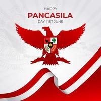 Happy Indonesian Pancasila day June 01st banner with flag and archipelago illustration design vector