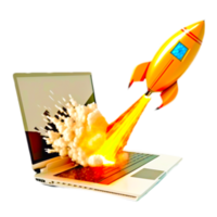 Rakete und Laptop kostenlos Illustration png