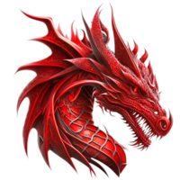 Glowing gaze and fanged mouth in red dragons head sight png