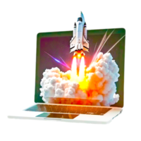 Raumfahrzeug Shuttle ausziehen, starten, abheben, losfahren realistisch 3d Symbol png