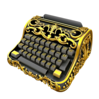 3d gold type writer stock illustration png