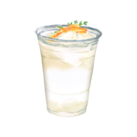 copo de nieve Yuzu naranja jugo acuarela, menú bebida png