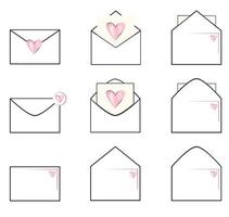 love letter icons with hearts in pink color vector