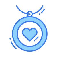 Heart pendant icon in modern style, heart necklace vector