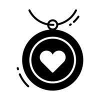 Heart pendant icon in modern style, heart necklace vector