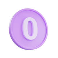 3D render Notice buttons with the number 0 icon isolated for social media reminders. png