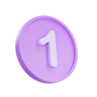 3d hacer darse cuenta botones con el número 1 icono aislado para social medios de comunicación recordatorios png