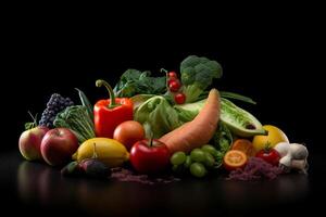 sano alimento, verduras, frutas foto realismo creado con ai herramientas
