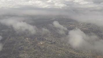 Aerial view from ascending airplane, clouds over Astana, Kazakhstan. video