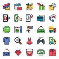 Filled outline icons for Black friday. vector