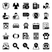 Glyph icons for Black friday. vector