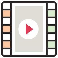 Filled color outline icon for media play. vector