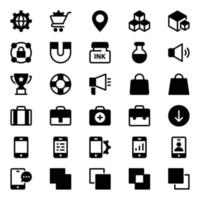 Glyph icons for web Design and development. vector