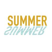 Summer text in yellow with blue reflection. White background. Vector. vector