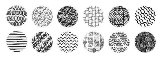 Set of scribble round pattern element vector