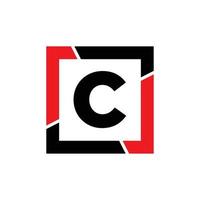 C letter with red black frame monogram. C company icon. vector