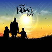 Father's day design vector with sunset background. Happy Father's day design