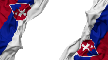 Slovakia Flag Cloth Wave Banner in the Corner with Bump and Plain Texture, Isolated, 3D Rendering png