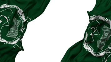 North West Frontier Province, NWFP Flag Cloth Wave Banner in the Corner with Bump and Plain Texture, Isolated, 3D Rendering png