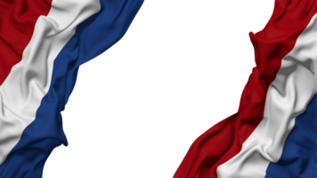 Pays-Bas drapeau tissu vague bannière dans le coin avec bosse et plaine texture, isolé, 3d le rendu png