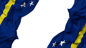 Curacao Flag Cloth Wave Banner in the Corner with Bump and Plain Texture, Isolated, 3D Rendering png